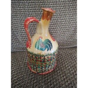 Italica ARS Hand Painted Ceramic Art Pottery Vinegar /Oil Cruet Italy